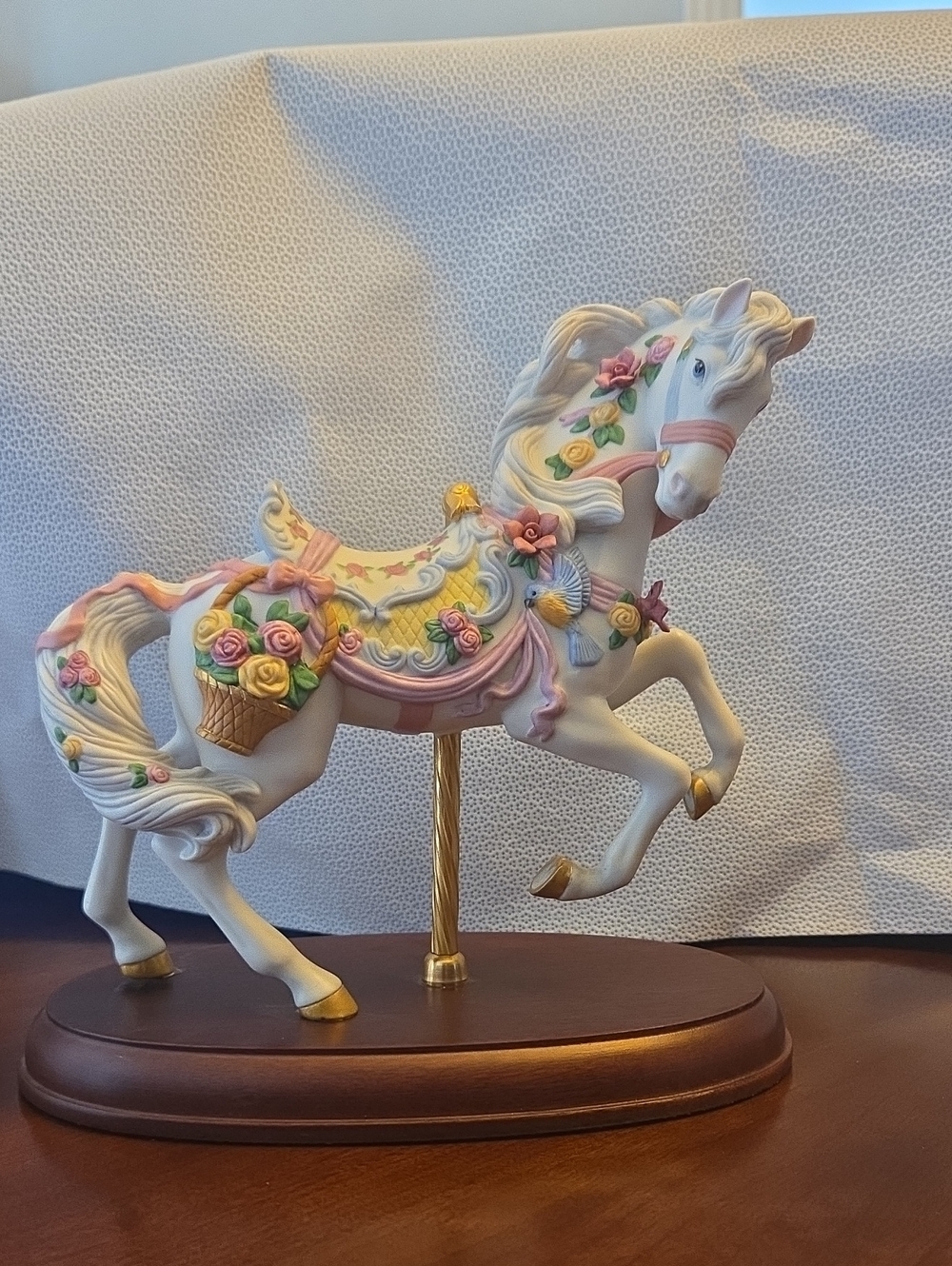 Lenox White Porcelain Carousel Horse with Pastel Floral Accents